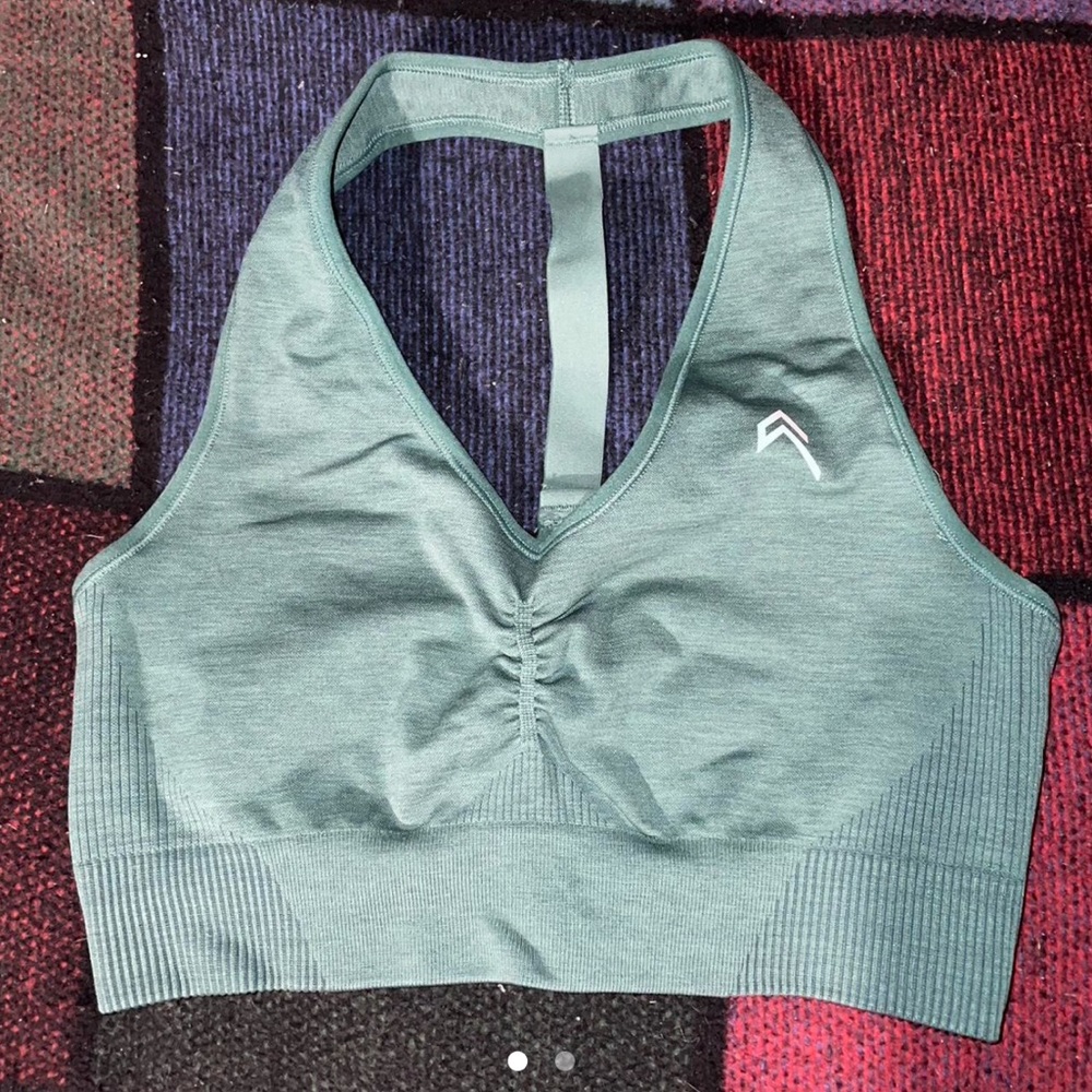 Oner active v neck sports bra mineral green size M